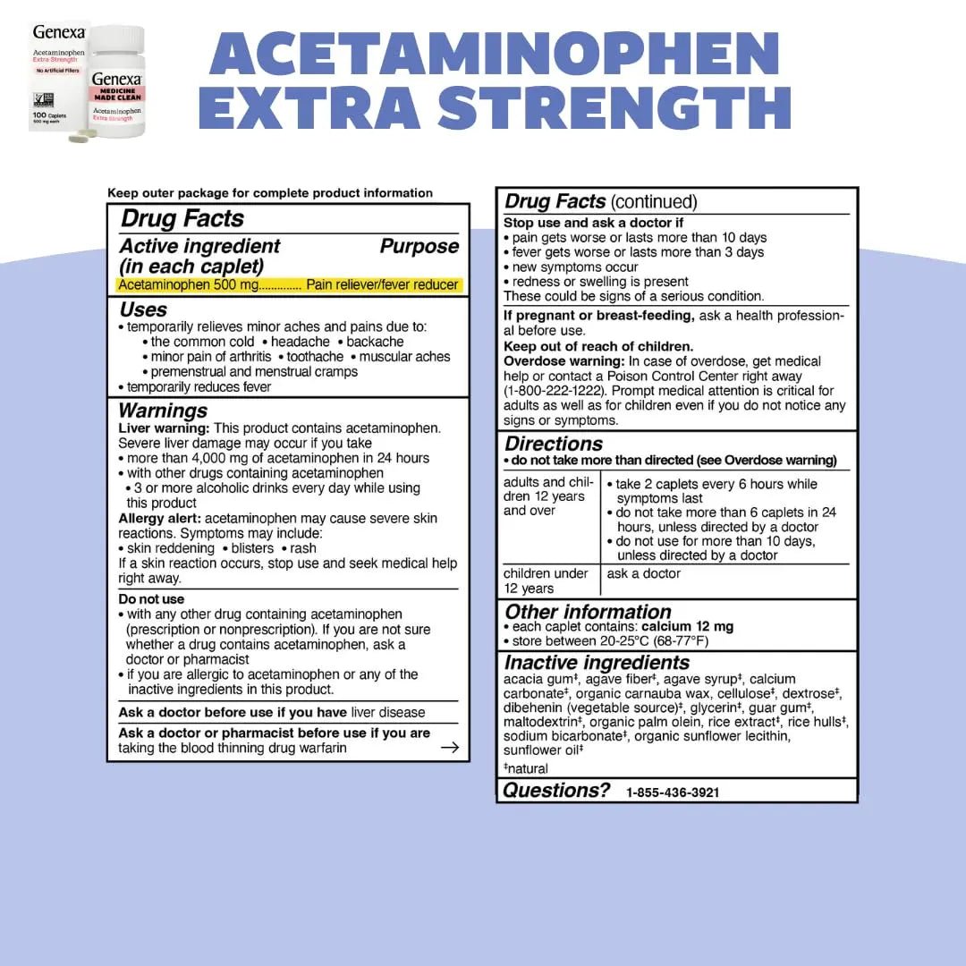 Genexa Kids & Adults Clean Acetaminophen Combo | Family Pain & Fever Bundle | Dye Free, 0% Artificial Additives | Vegan & Non-GMO | Medicine Made Clean | Ages 2-11, 12+ (2 Pack) - Maple Wellness Supplements