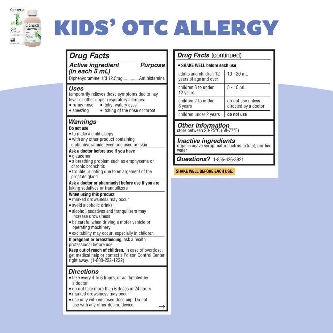 Genexa Kids Allergy Bundle | Powerful OTC Medicine + Gentle Homeopathic Remedy | Antihistamine, Relieves Runny Nose, Sneezing & Itchy Eyes | Organic Acai & Agave Flavors | Ages 6+ - Maple Wellness Supplements