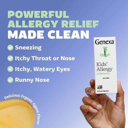 Genexa Kids Allergy Bundle | Powerful OTC Medicine + Gentle Homeopathic Remedy | Antihistamine, Relieves Runny Nose, Sneezing & Itchy Eyes | Organic Acai & Agave Flavors | Ages 6+ - Maple Wellness Supplements