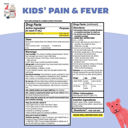 Genexa Kids' Clean Pain & Fever Acetaminophen Bundle | Relieves Fever & Minor Aches and Pain | Dye Free, 0% Artificial Additives | Chewable Tablets & Liquid Oral Suspension for Children Aged 2-11 - Maple Wellness Supplements