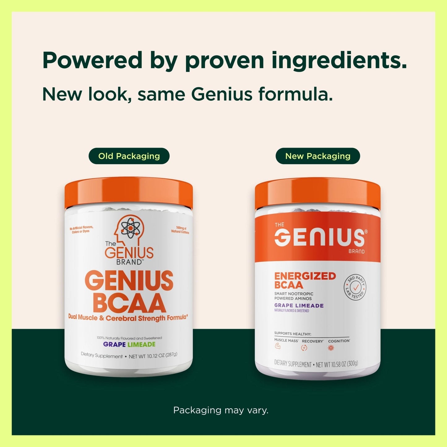 Genius BCAA Powder - 5g Vegan BCAAs L-Glutamine, Cognizin & Rhodiola Muscle Recovery Energy Support 100mg Caffeine Pre, Intra, Post-Workout Nootropic Supplement for Focus & Performance - Grape Limeade - Maple Wellness Supplements