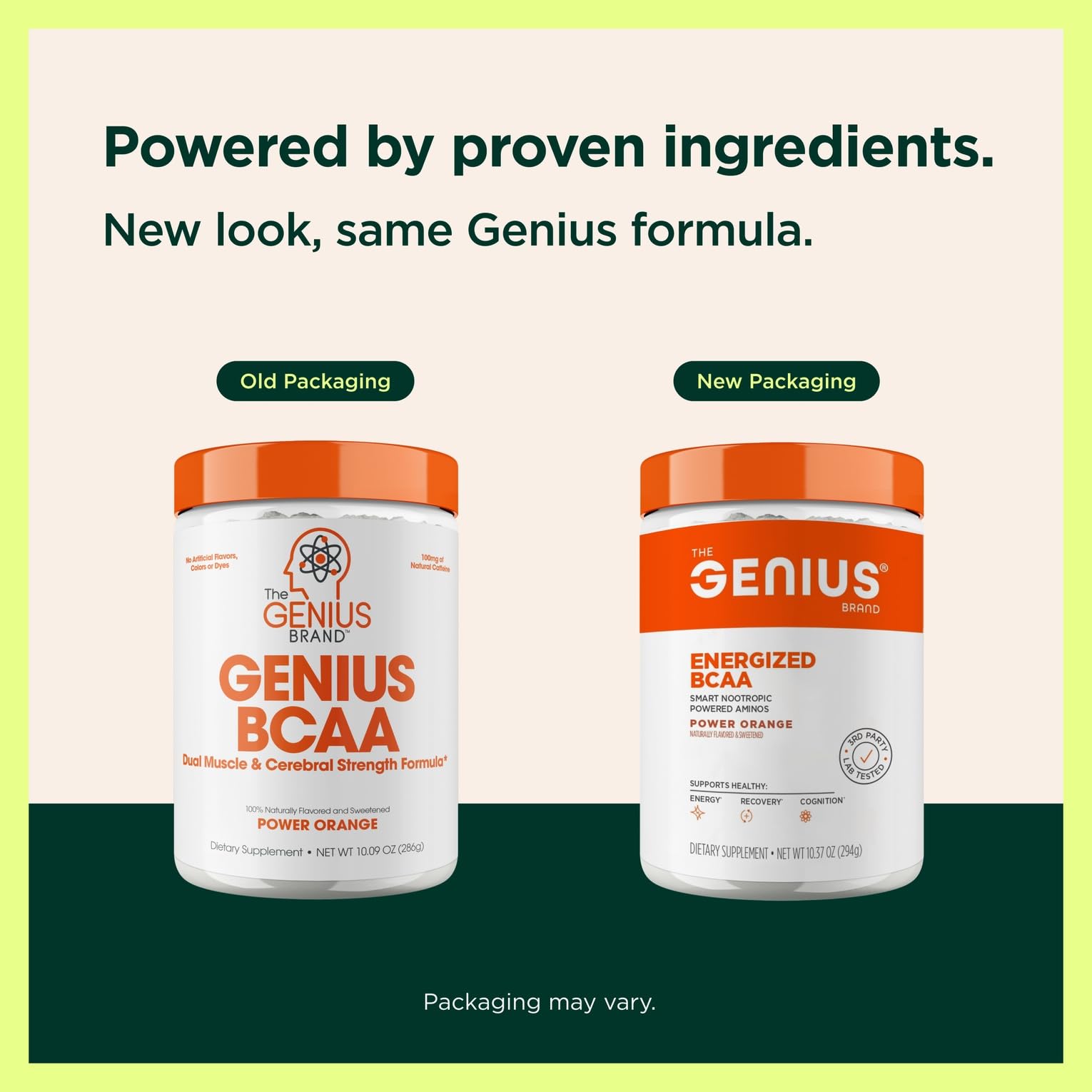 Genius BCAA Powder - 5g Vegan BCAAs L-Glutamine, Cognizin & Rhodiola Muscle Recovery Energy Support 100mg Caffeine Pre, Intra, Post-Workout Nootropic Supplement for Focus & Performance - Orange - Maple Wellness Supplements