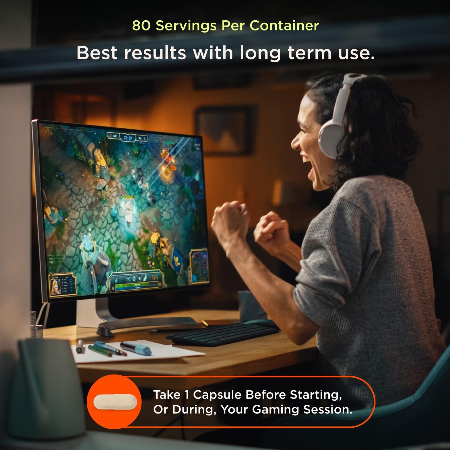 Genius Gamer, Gaming Focus Supplement, 80 Pills - Elite Nootropic Performance Booster - Boost Brain & Mental Clarity, Reaction Time & Concentration - Blue Light Support with Lutemax - Maple Wellness Supplements