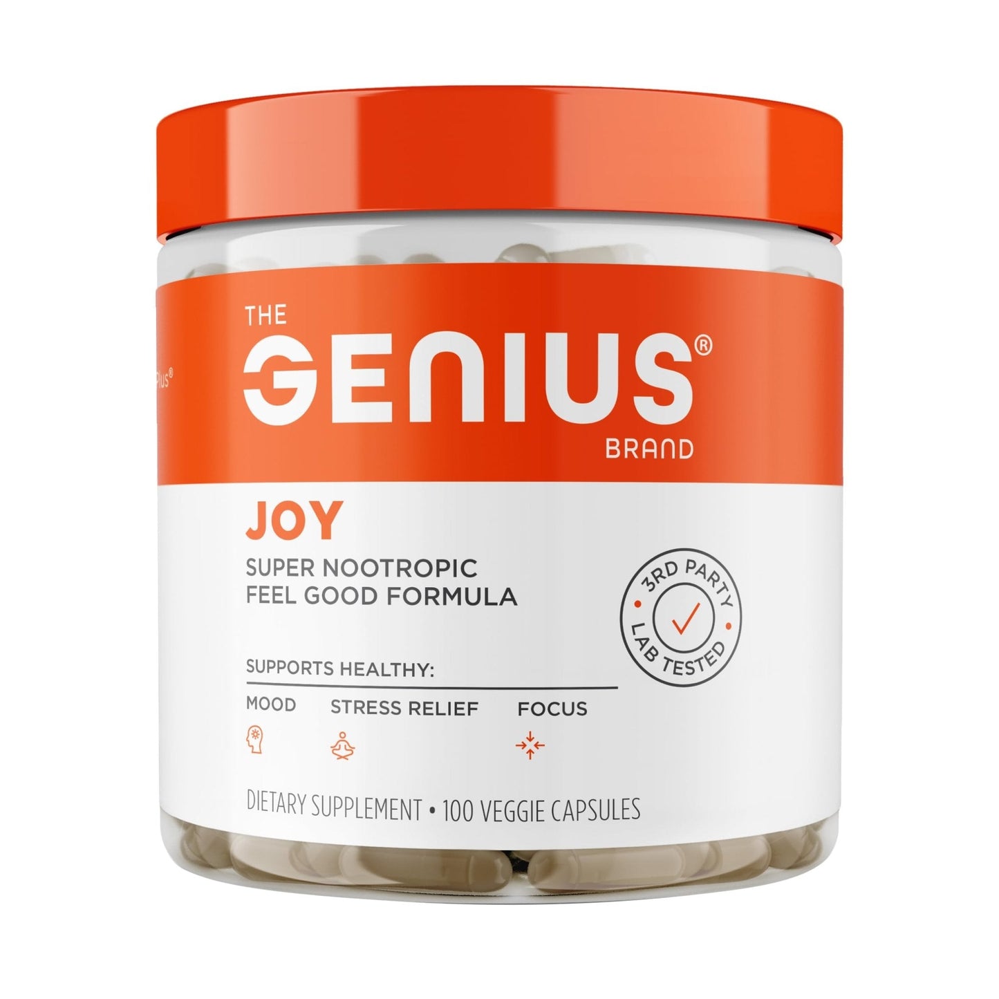 Genius Joy, Nootropic Mood Enhancer Supplement - Support Cognitive Health, Enhance Mood & Neural Function with Brain Boosting L-Theanine, Panax Ginseng & SAM-e - Organic, Non-GMO, & Gluten-Free - Maple Wellness Supplements