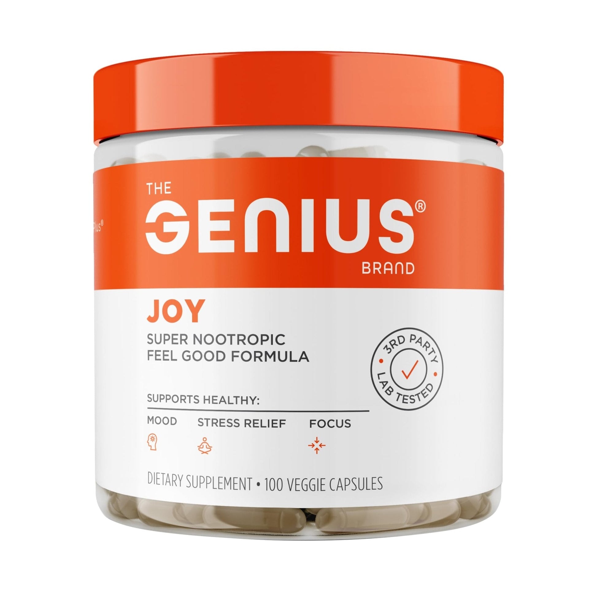 Genius Joy, Nootropic Mood Enhancer Supplement - Support Cognitive Health, Enhance Mood & Neural Function with Brain Boosting L-Theanine, Panax Ginseng & SAM-e - Organic, Non-GMO, & Gluten-Free - Maple Wellness Supplements