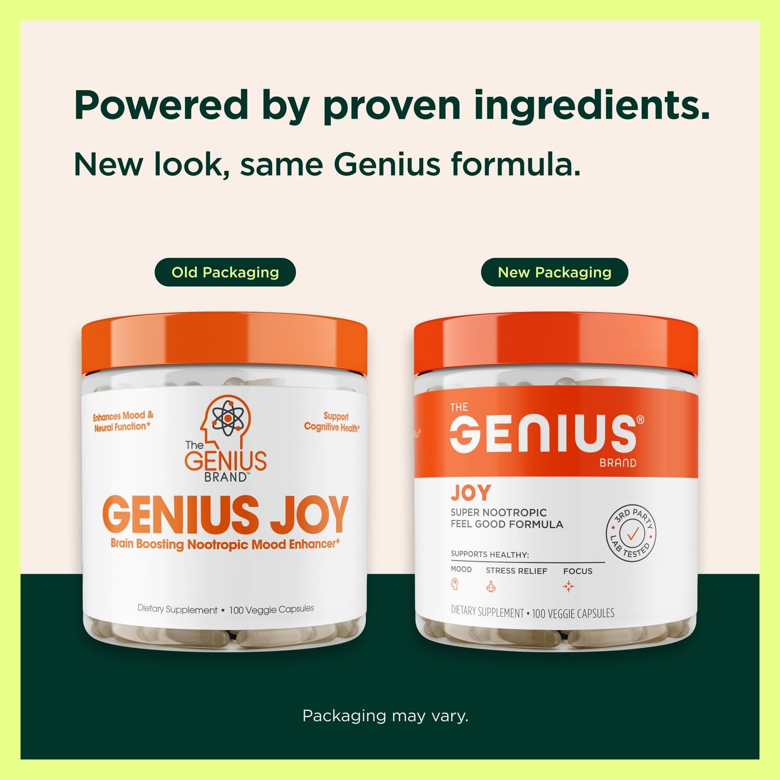 Genius Joy, Nootropic Mood Enhancer Supplement - Support Cognitive Health, Enhance Mood & Neural Function with Brain Boosting L-Theanine, Panax Ginseng & SAM-e - Organic, Non-GMO, & Gluten-Free - Maple Wellness Supplements