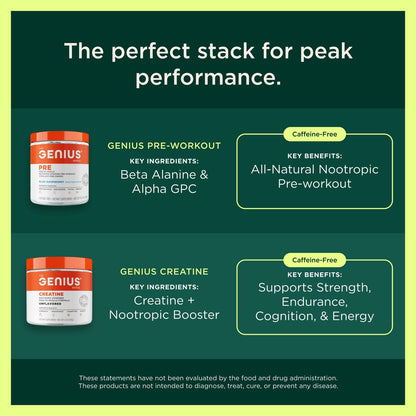 Genius L-Arginine Nitric Oxide Powder - Fermented L- Arginine Nutritional Supplements & Nitric Oxide Booster - Pre Workout, Natural Muscle Builder - 30 Servings, Lemon - Maple Wellness Supplements