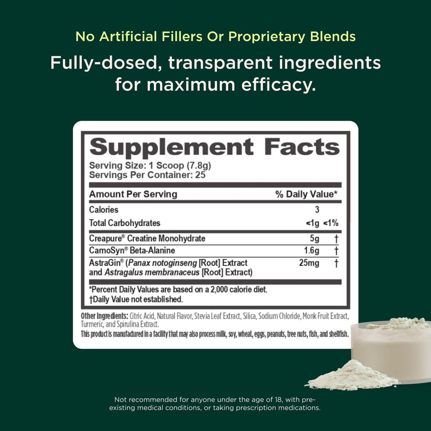 Genius Micronized Creatine Monohydrate Powder, Post Workout Supplement, Green Apple - 100% Naturally Flavored & Sweetened - Supports Muscle Building, Cellular Energy & Cognitive Function – 195g - Maple Wellness Supplements