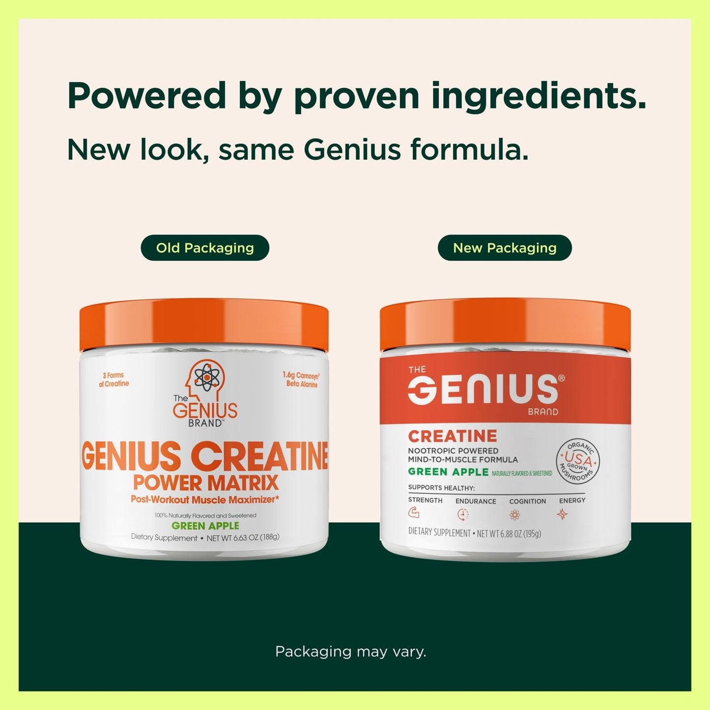 Genius Micronized Creatine Monohydrate Powder, Post Workout Supplement, Green Apple - 100% Naturally Flavored & Sweetened - Supports Muscle Building, Cellular Energy & Cognitive Function – 195g - Maple Wellness Supplements