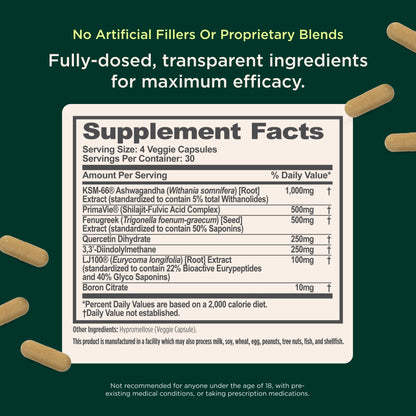 Genius Test, Advanced Testosterone Booster for Men - Natural Stamina, Endurance, Energy & Strength Enhancing Supplement - Lean Muscle Builder, Brain & Libido Support Male Supplements, 120 Veggie Pills - Maple Wellness Supplements