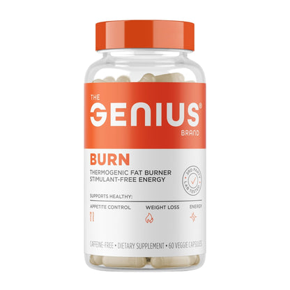 Genius Thermogenic Fat Burner, 60 Diet Veggie Pills - Weight Loss & Metabolism Supplement, Appetite Suppressant & Energy Booster - Caffeine-Free Nootropic Focus & Brain Boost - Ashwagandha & TeaCrine - Maple Wellness Supplements