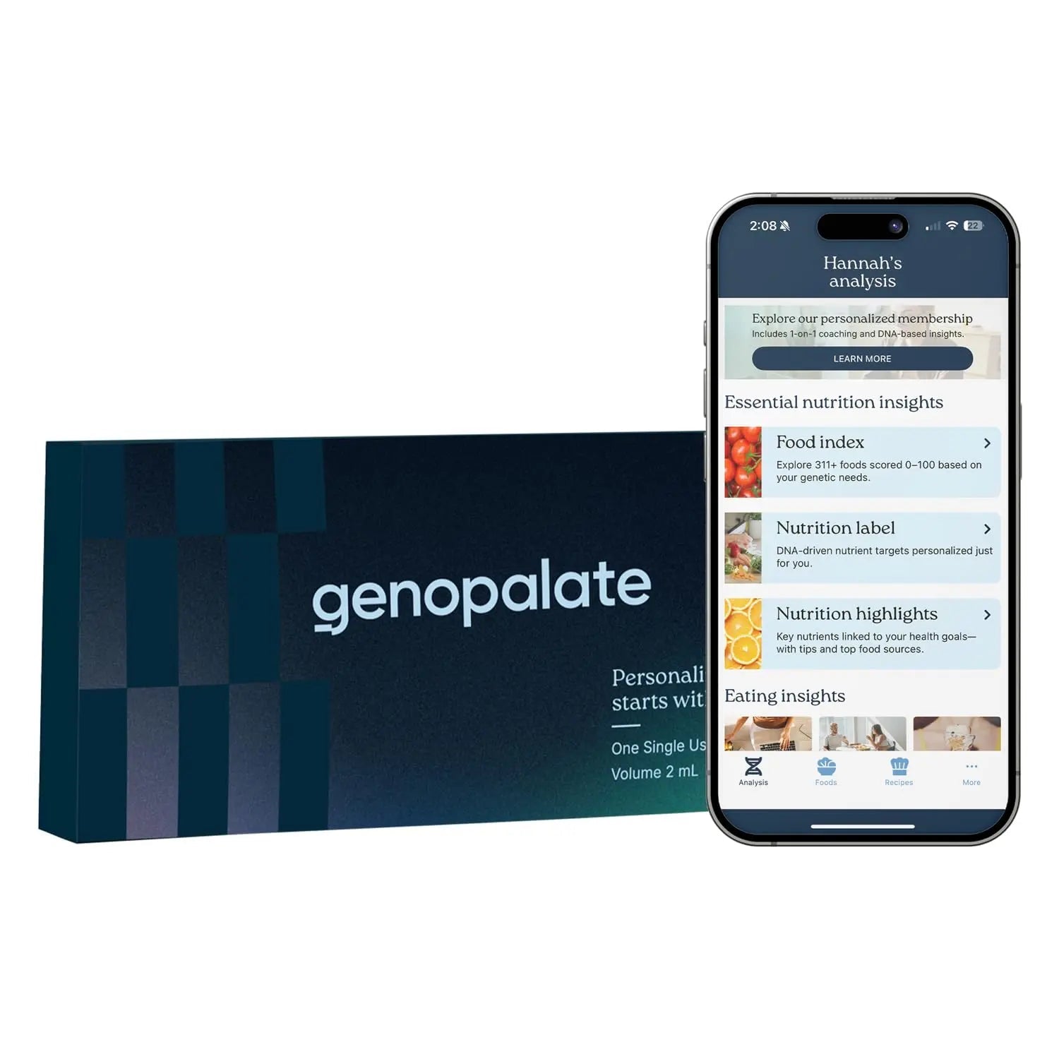 GenoPalate Nutrition DNA Test Kit | 100+ Optimal Foods & Tailored Diet | Genetic Health Report & Personalized Wellness | Macro & Micronutrient Recommendations | Stress & Eating Insights - Maple Wellness Supplements