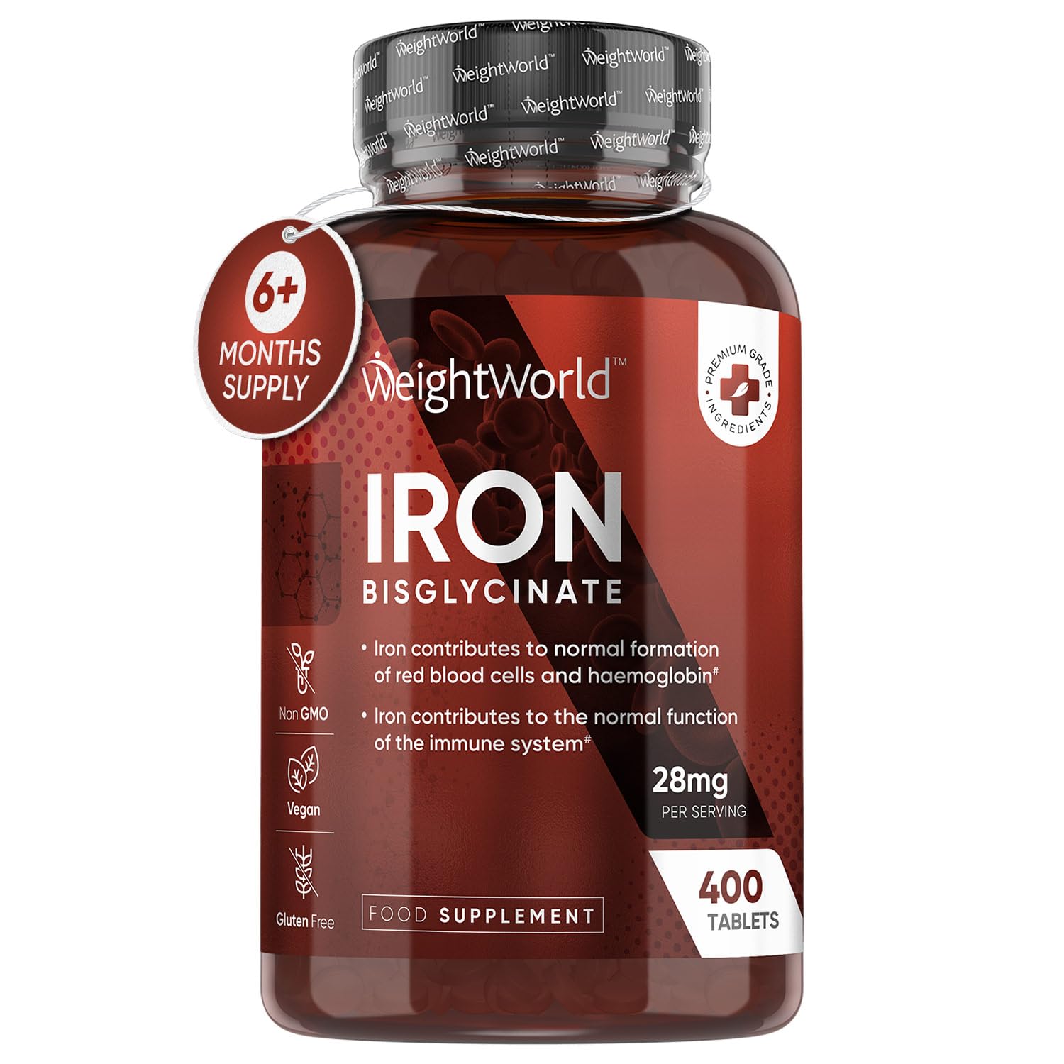 Gentle Iron Tablets High Strength 28mg - 400 Tablets (6+ Months Supply) - Vegan Iron - Maple Wellness Supplements