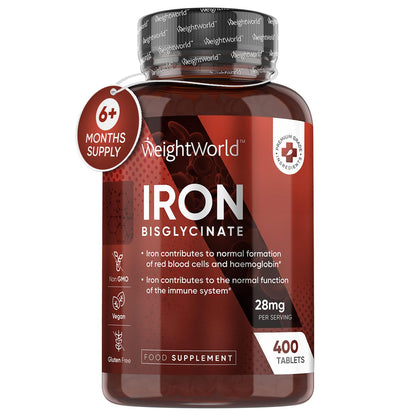 Gentle Iron Tablets High Strength 28mg - 400 Tablets (6+ Months Supply) - Vegan Iron - Maple Wellness Supplements