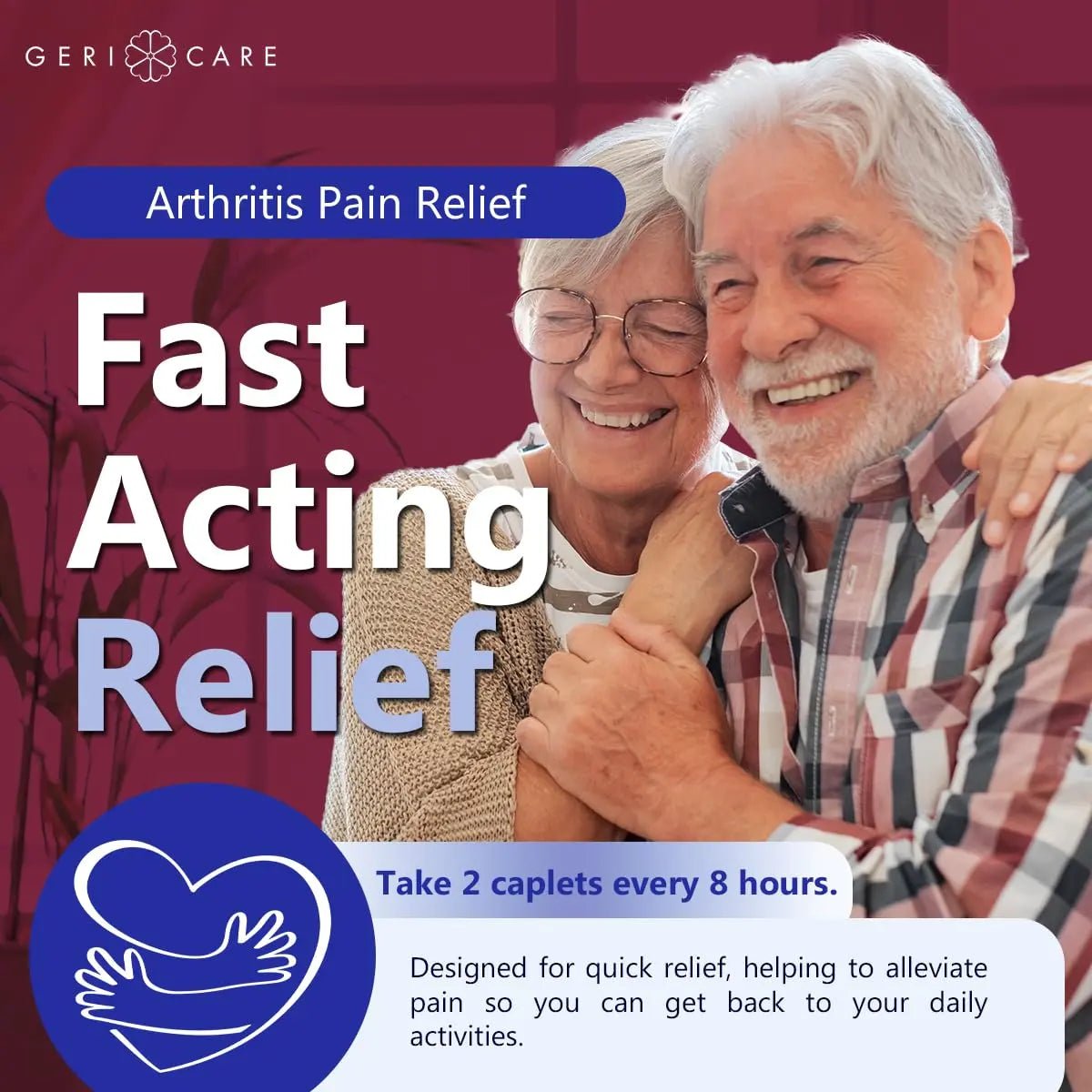GeriCare Acetaminophen Extended-Release Arthritis 650mg Caplets, Pain Reliever, Arthritis Symptoms, Fever Reduction, 100 Count (Pack of 1) - Maple Wellness Supplements
