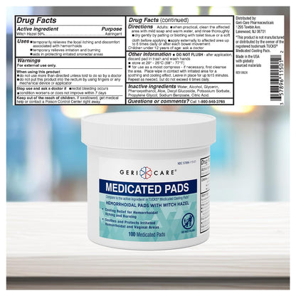 GeriCare Anti-Diarrheal Caplets 24 Count & Medicated Pads of Witch Hazel 50% 100 Count Bundle – Fast Relief for Diarrhea, Soothing Medicated Pads for Irritation, Digestive Support & Travel - Maple Wellness Supplements