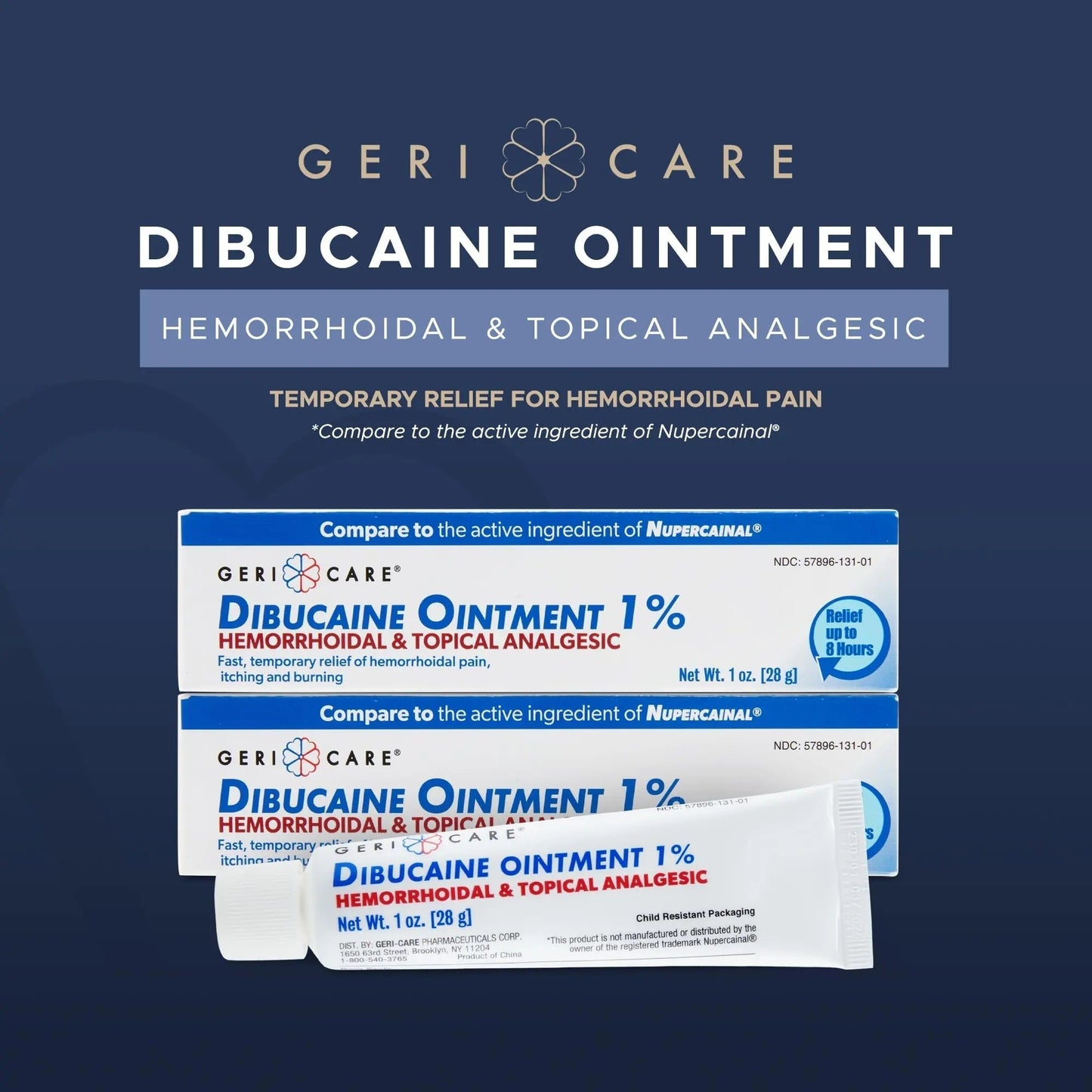 GeriCare Dibucaine Hemorroid Ointment 1% Pain-Relief Hemorrhoid Cream |Hemorroidal & Topical Analgesic| Quick Relief from Burning & Itching | Fast-Acting External Hemorrhoid Treatment 1oz (2 Pack) - Maple Wellness Supplements