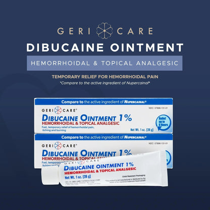 GeriCare Dibucaine Hemorroid Ointment 1% Pain-Relief Hemorrhoid Cream |Hemorroidal & Topical Analgesic| Quick Relief from Burning & Itching | Fast-Acting External Hemorrhoid Treatment 1oz (2 Pack) - Maple Wellness Supplements