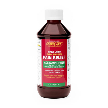 GeriCare Extra Strength Acetaminophen 500 mg Adult Liquid Pain Relief, Fever Reducer, 8 FL OZ (Pack of 1) - Maple Wellness Supplements