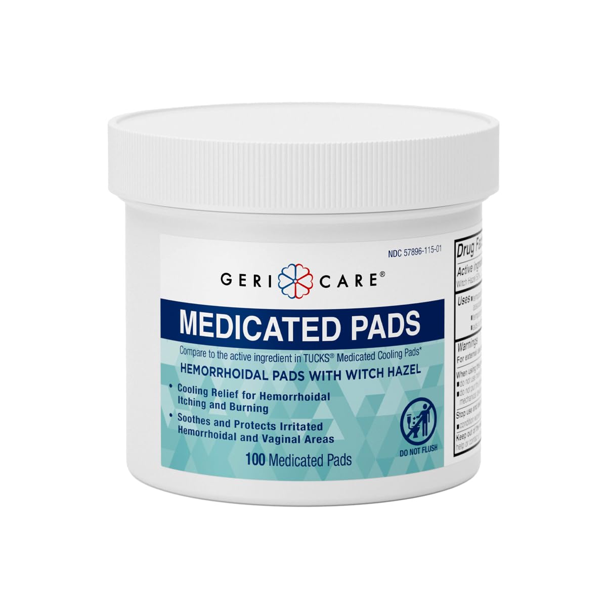 GeriCare Medicated Cooling Pads with Witch Hazel. for Soothing Itch, Discomfort, and Burning, Pre-Moistened Pads Ideal for Sensitive Areas, 100 Count (Pack of 1) - Maple Wellness Supplements
