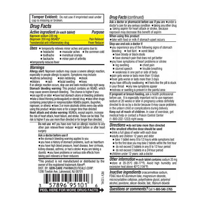GeriCare Naproxen Sodium Tablets, 220mg (100 Count)- NSAID Extra-Strength Pain Relief for Headache, Arthritis, Muscle Aches, Menstrual Cramps- Film-Coated Naproxen, Anti-Inflammatory & Fever Reducer - Maple Wellness Supplements