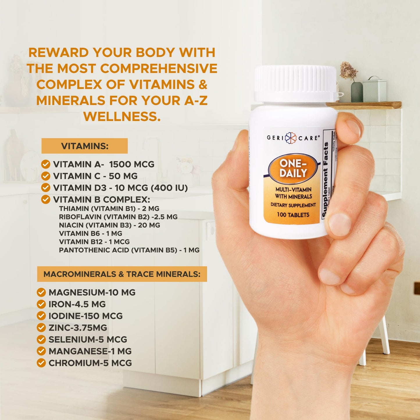 GeriCare One-Daily Multi-Vitamin & One-Daily Multi-Vitamin + Minerals Bundle – Complete Daily Nutritional Support with Essential Minerals for Energy - Maple Wellness Supplements