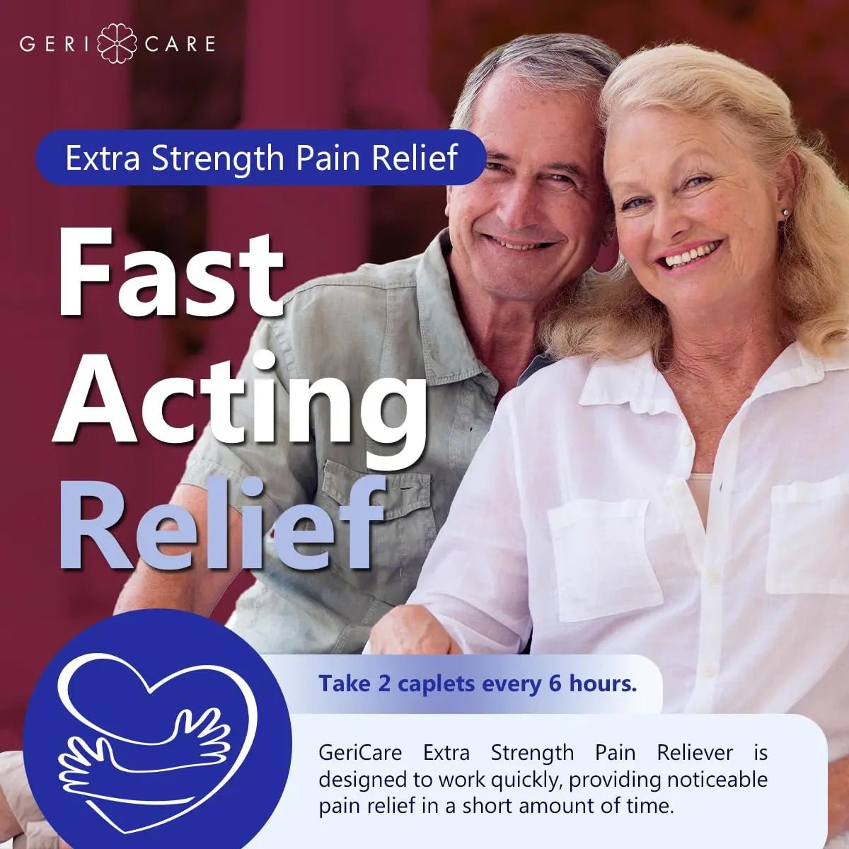 GeriCare Pain Reliever Extra Strength Caplets – 100 Count – Acetaminophen 250mg, Aspirin 250mg (NSAID), Caffeine 65mg – Powerful Triple-Action Formula for Headaches, Migraines & Minor Aches (2 Pack) - Maple Wellness Supplements