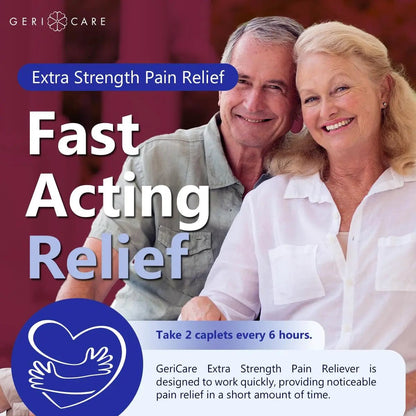 GeriCare Pain Reliever Extra Strength Caplets – 100 Count – Acetaminophen 250mg, Aspirin 250mg (NSAID), Caffeine 65mg – Powerful Triple-Action Formula for Headaches, Migraines & Minor Aches (2 Pack) - Maple Wellness Supplements