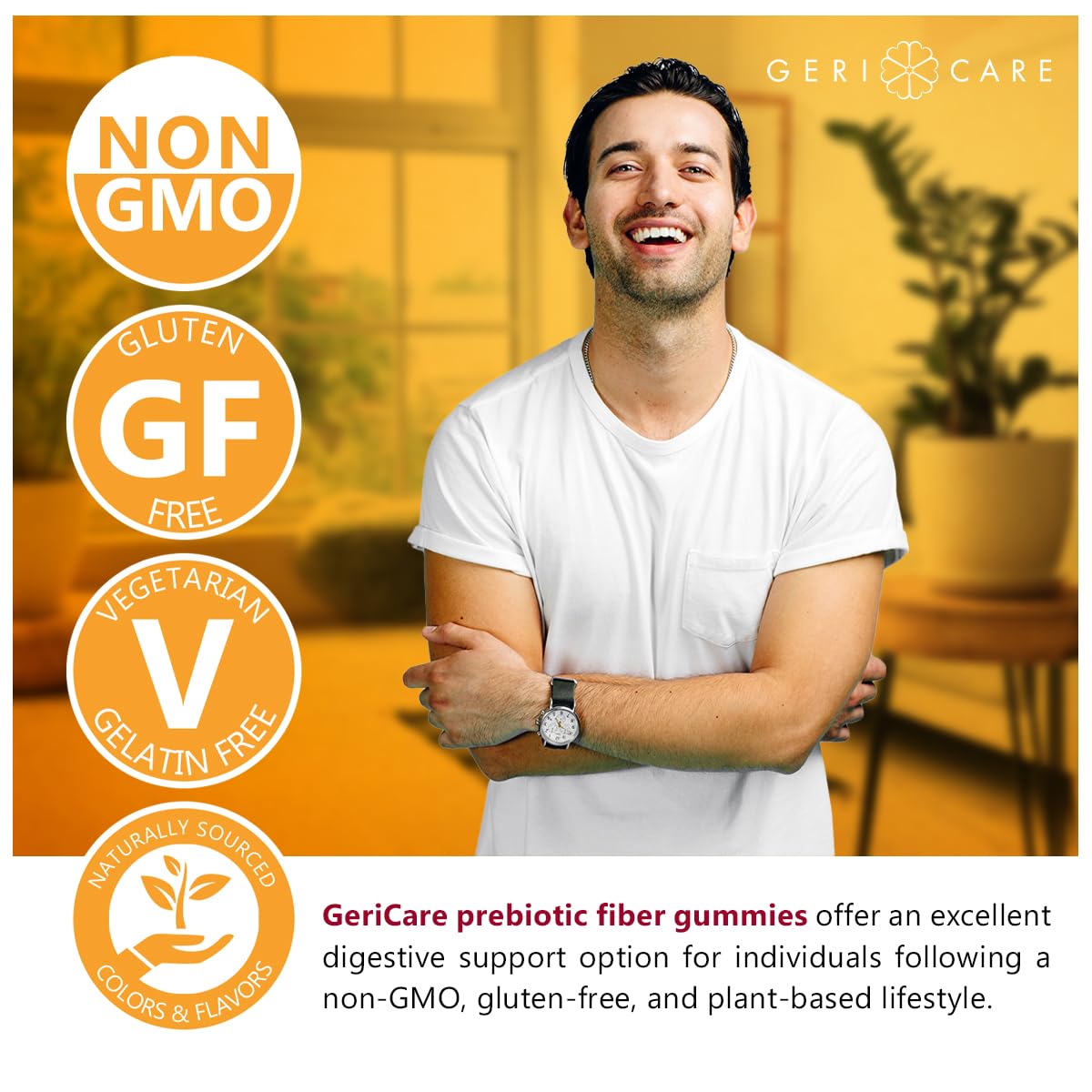 GeriCare Prebiotic Digestive Support, Gummies Compare to Metamucil Fiber Gummies, Berry Flavor, 72 Count, Plant-Based Fiber for Gut Health, Non-GMO, - Maple Wellness Supplements