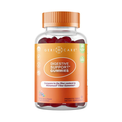 GeriCare Prebiotic Digestive Support, Gummies Compare to Metamucil Fiber Gummies, Berry Flavor, 72 Count, Plant-Based Fiber for Gut Health, Non-GMO, - Maple Wellness Supplements