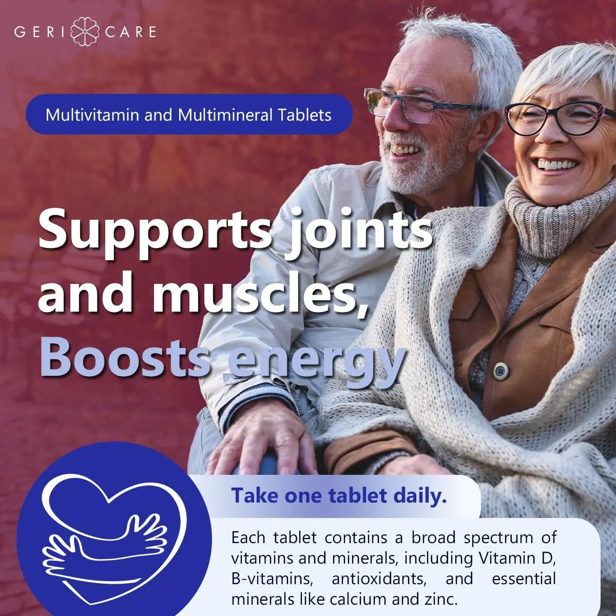 GeriCare Senior Tab 50+ Multivitamin and Minerals Tablets - Immune Support - Age-Defying Nutrition, 100 Count (Pack of 2) - Maple Wellness Supplements