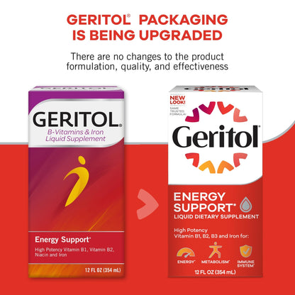 Geritol Liquid Vitamin and Iron Supplement, Energy Support, Contains High Potency B-Vitamins and Iron, Pleasant Tasting, Easy to Swallow - Maple Wellness Supplements