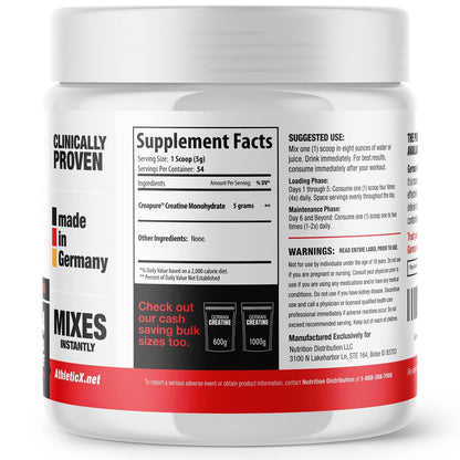 German Creatine - Micronized Creatine Monohydrate Powder, 99.99% Pure Creapure for Muscle Growth, Strength & Performance, Supports Muscle Recovery, 3rd Party Tested - Maple Wellness Supplements