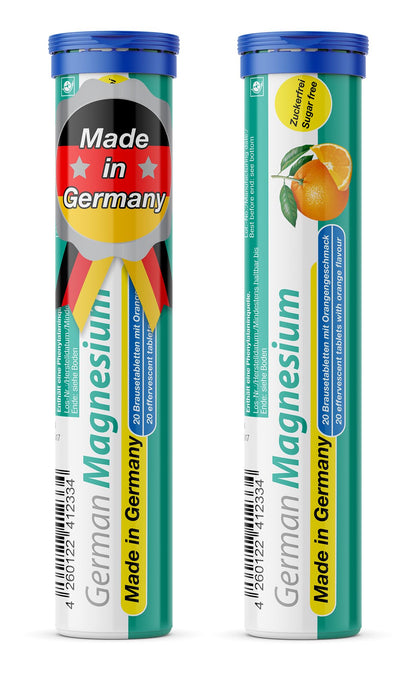 German Magnesium Oxide Supplement | Effervescent Tablets | Orange Flavor – 200 mg Magnesium per Serving | Sugar Free, Vegan – T&D Pharma – Made in Germany - Maple Wellness Supplements