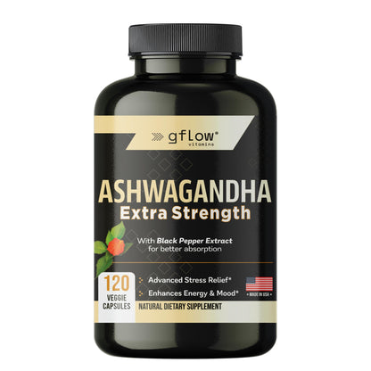 gflow vitamins Ashwagandha Supplements for Women and Men | Sleep, Mood and Energy Support | Extra Strength - Maple Wellness Supplements