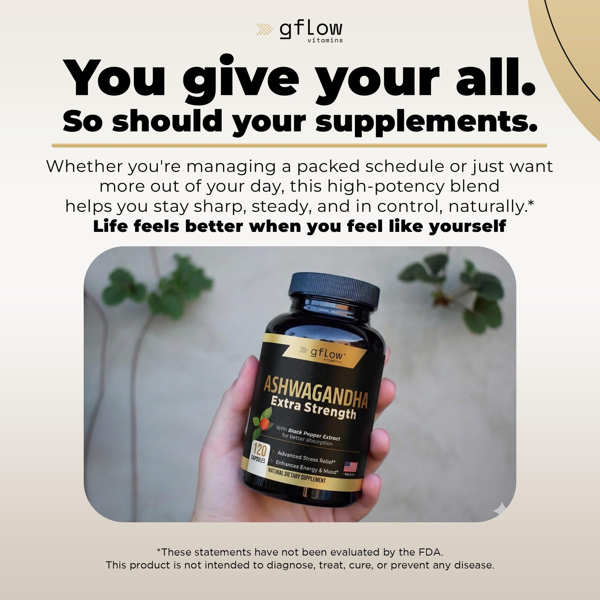 gflow vitamins Ashwagandha Supplements for Women and Men | Sleep, Mood and Energy Support | Extra Strength - Maple Wellness Supplements