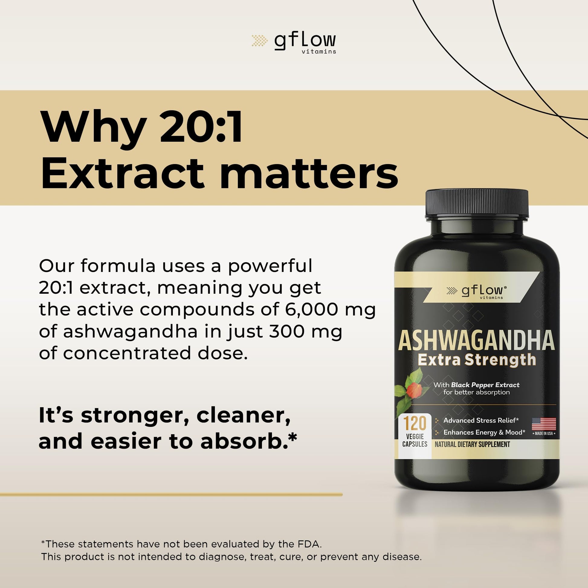 gflow vitamins Ashwagandha Supplements for Women and Men | Sleep, Mood and Energy Support | Extra Strength - Maple Wellness Supplements