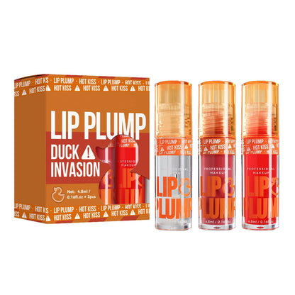 GHFCZOO 3 Colors Duck Lip Plumper Gloss, Hydrating Glitter Shine Primer Lip Tint, Non-Sticky Korean Plumping Lip Oil, Moisturizing Tinted Lip Balm for Sexy, Glossy Lips (Set A, 3pcs/set) - Maple Wellness Supplements