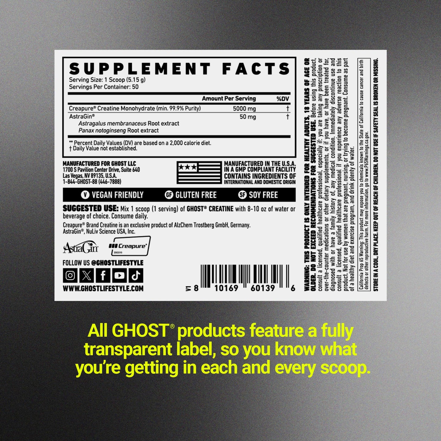 GHOST Basics Creatine Monohydrate Powder for Men & Women – 5G Creapure Creatine Workout Supplement for Muscle Gain – Vegan, Soy Free & Gluten Free - 50 Servings - Maple Wellness Supplements