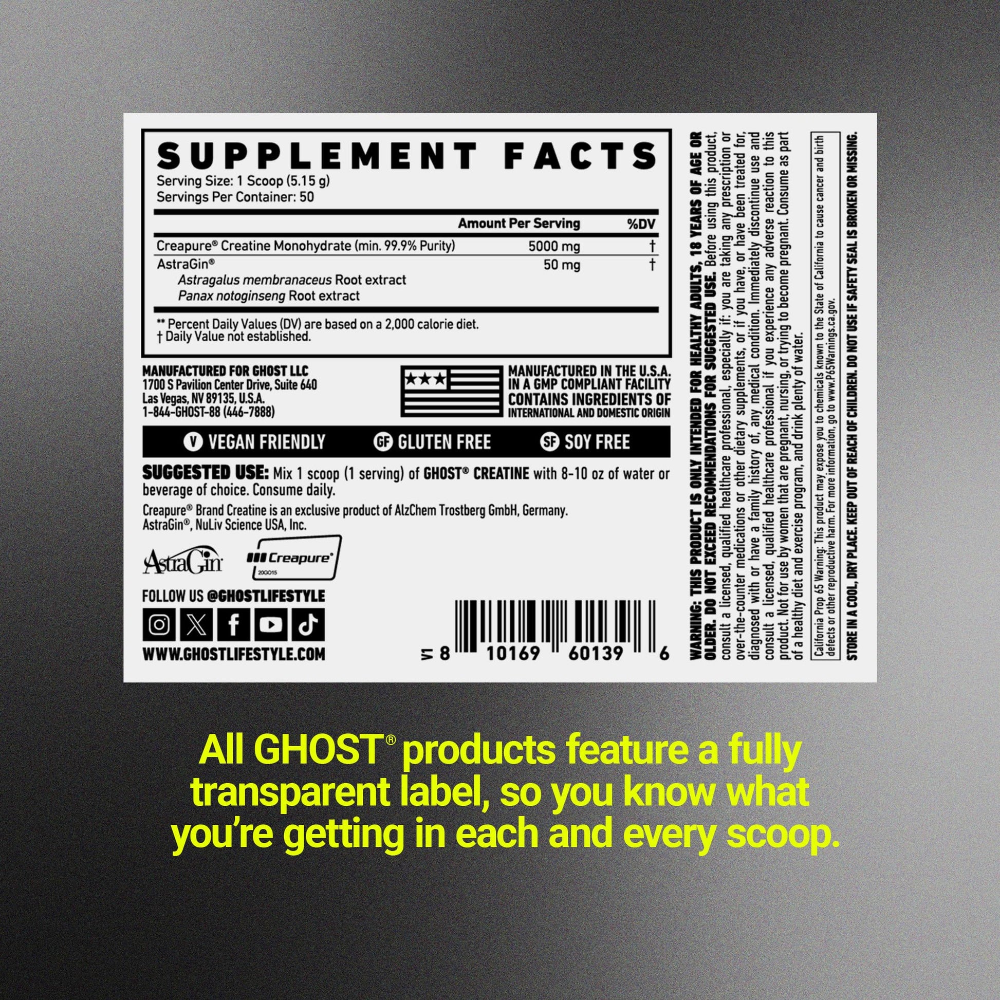 GHOST Basics Creatine Monohydrate Powder for Men & Women – 5G Creapure Creatine Workout Supplement for Muscle Gain – Vegan, Soy Free & Gluten Free - 50 Servings - Maple Wellness Supplements