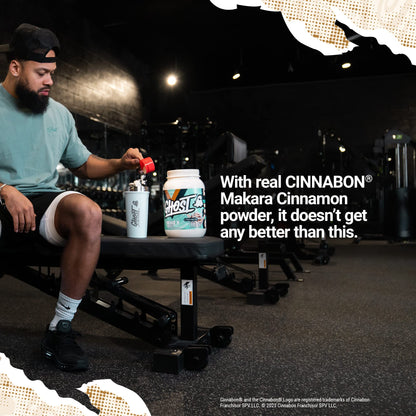 GHOST Whey Protein Powder, Cinnabon - 2LB Tub, 25G of Protein - Cinnamon Roll Flavore - Maple Wellness Supplements