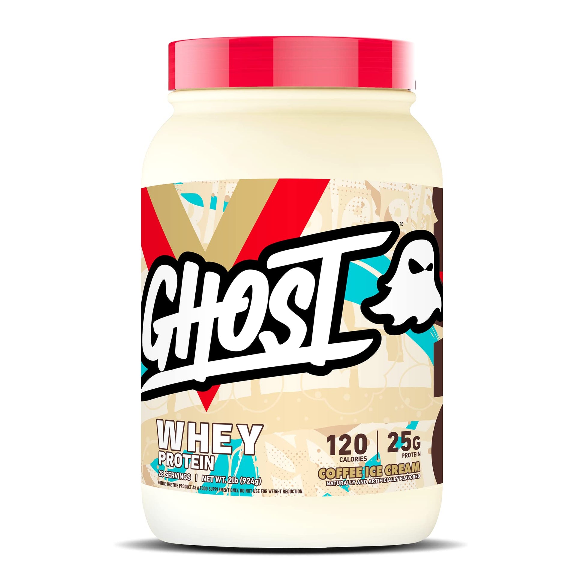 GHOST Whey Protein Powder, Coffee Ice Cream - 2LB Tub, 25G of Protein - Flavored Isolate - Maple Wellness Supplements
