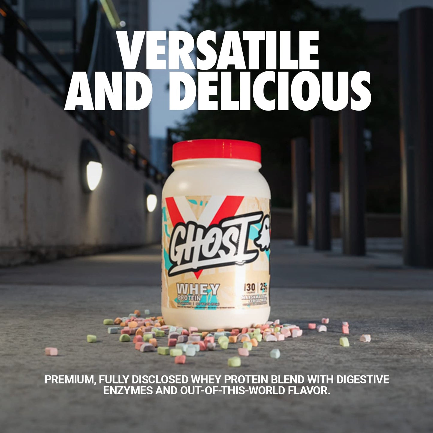 GHOST Whey Protein Powder, Marshmallow Cereal Milk - 2LB Tub, 25G of Protein - Maple Wellness Supplements