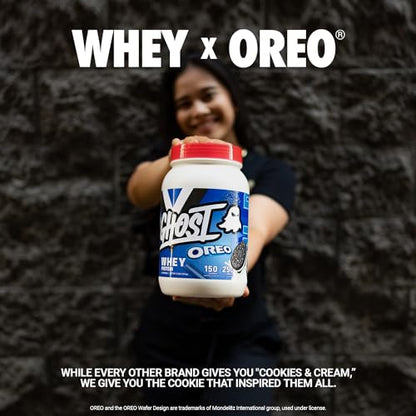 GHOST Whey Protein Powder, Oreo - 2LB Tub, 25G of Protein - Cookies & Cream Flavored - Maple Wellness Supplements