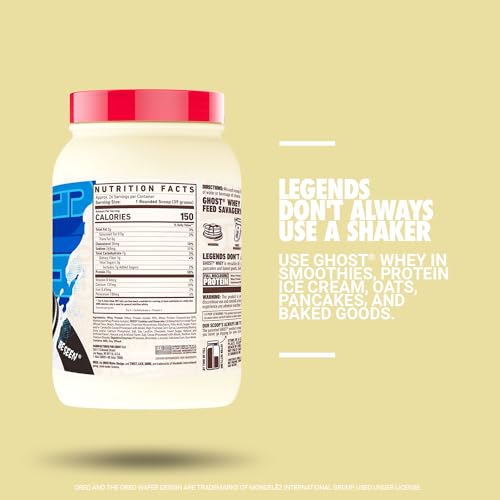 GHOST Whey Protein Powder, Oreo - 2LB Tub, 25G of Protein - Cookies & Cream Flavored - Maple Wellness Supplements