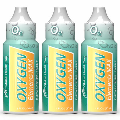 GHT Oxygen Elements Max Liquid Oxygen Drops in 1 Ounce Bottle, Portable Supplement - Bolster Endurance and Stamina, Cleanse Cells (3 Pack) - Maple Wellness Supplements