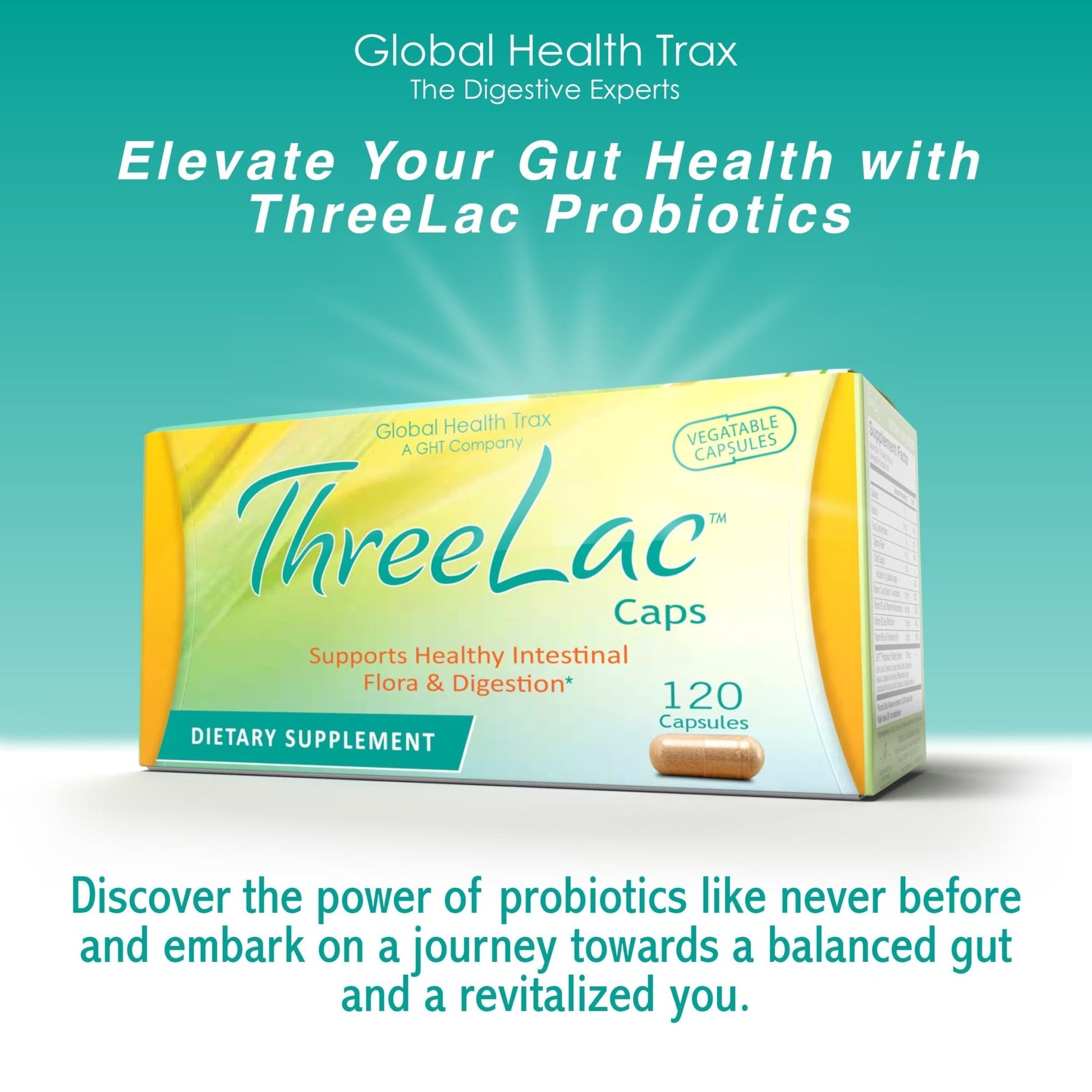 GHT - ThreeLac Probiotic Capsules, 240 Ct - Comprehensive Digestive Support for Men, Women, and Children - Immune System and Gut Balance, Non-GMO - Maple Wellness Supplements