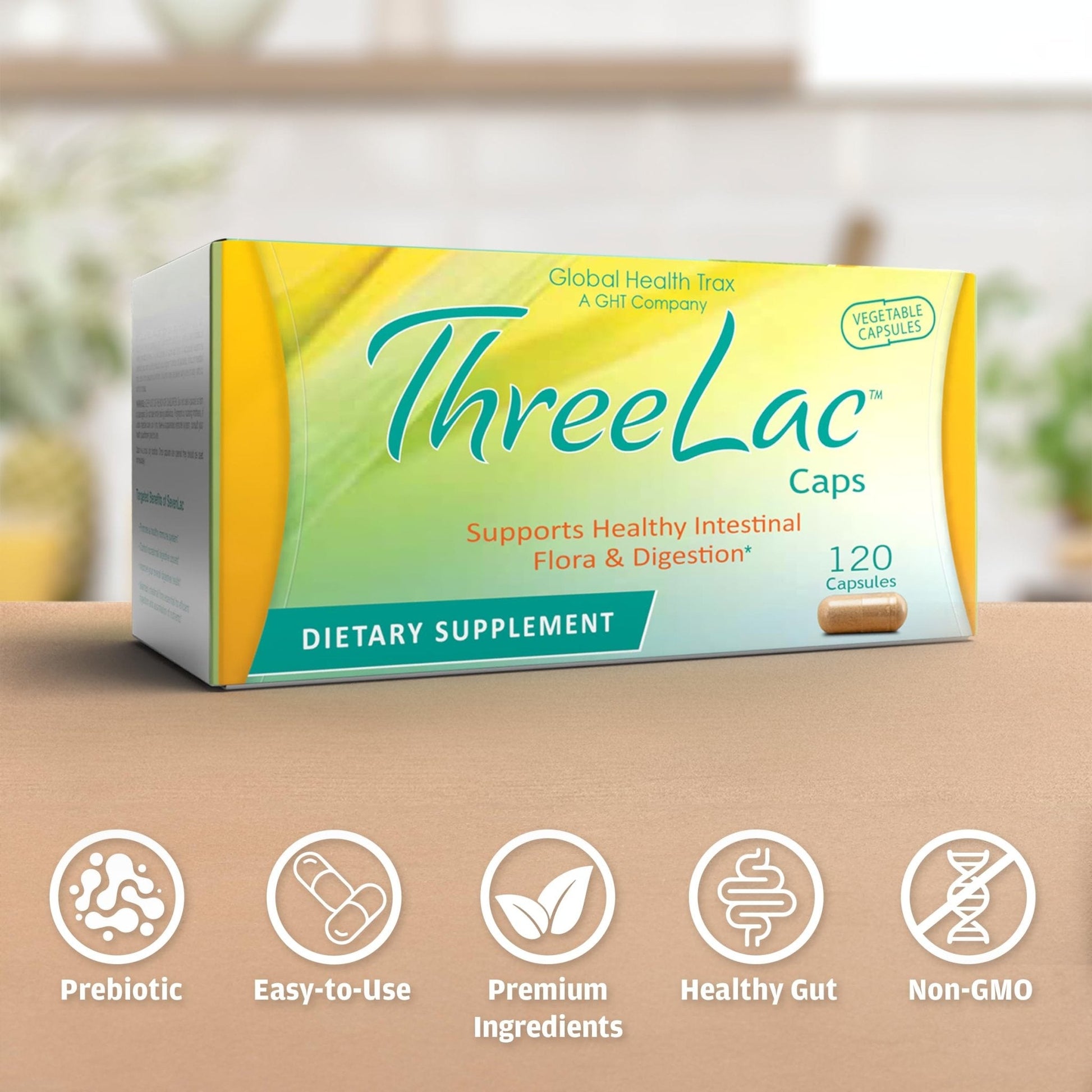 GHT - ThreeLac Probiotic Capsules, 240 Ct - Comprehensive Digestive Support for Men, Women, and Children - Immune System and Gut Balance, Non-GMO - Maple Wellness Supplements