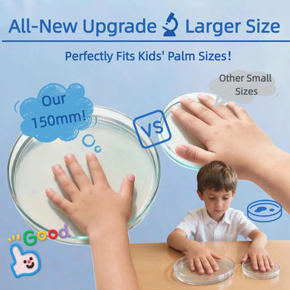 Giant Microbiology Bacteria Science Kit for Kids:2 XL 150mm Prepoured Nutrient Agar Plates, Petri Dishes with Agar & Colony Characteristics Poster for School Projects & Educational Gifts - Maple Wellness Supplements