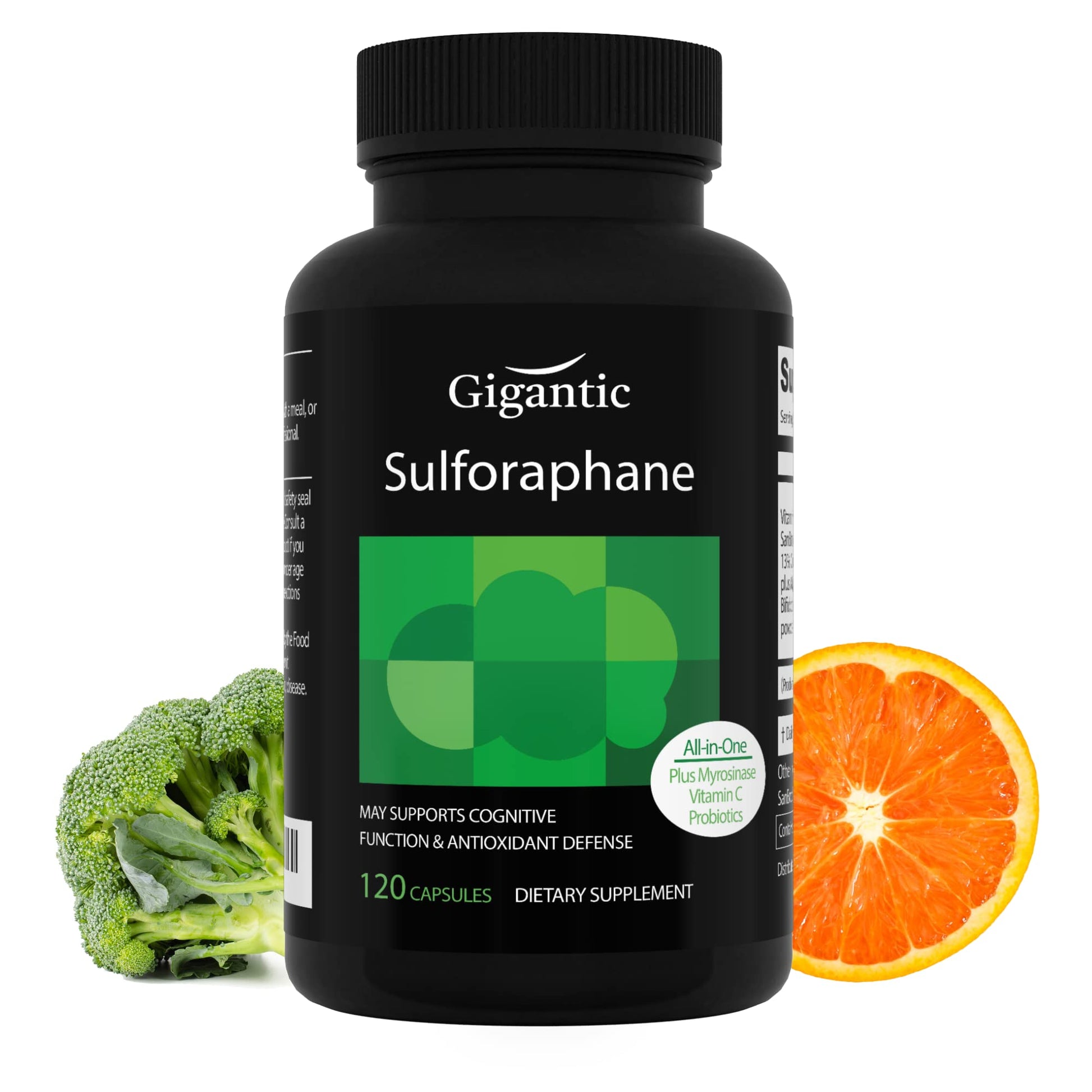 GIGANTIC Sulforaphane + Myrosinase 10mg (120 Capsules) - Includes Vitamin C - Maple Wellness Supplements